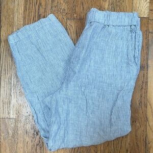 Quince Striped Wide Leg Pants - Blue and White